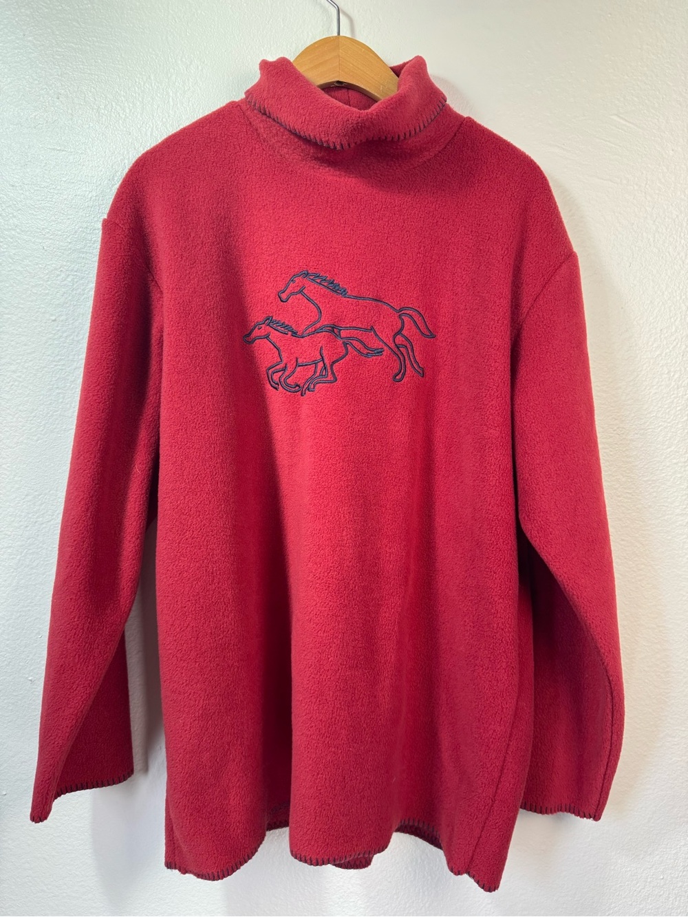 Christopher & Banks Horse Embroidered Fleece Sweater S